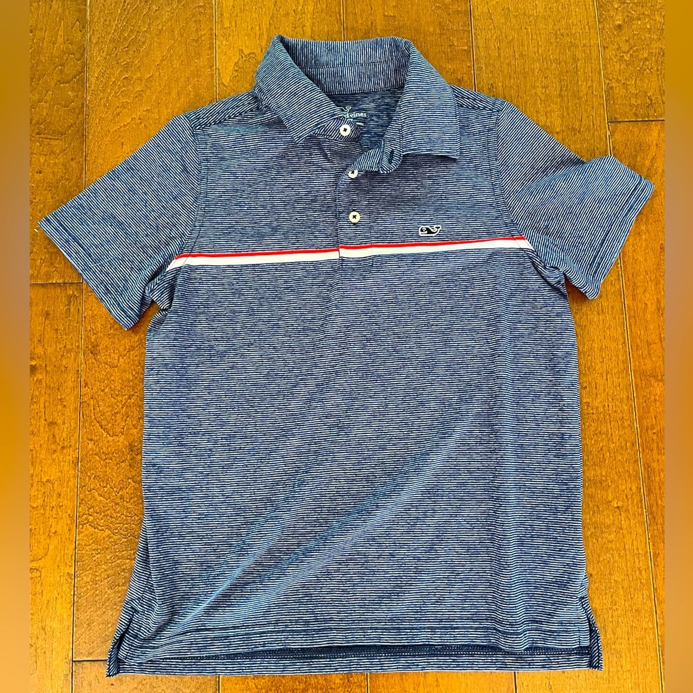 Vineyard Vines navy with white and red polo shirt size 8-10